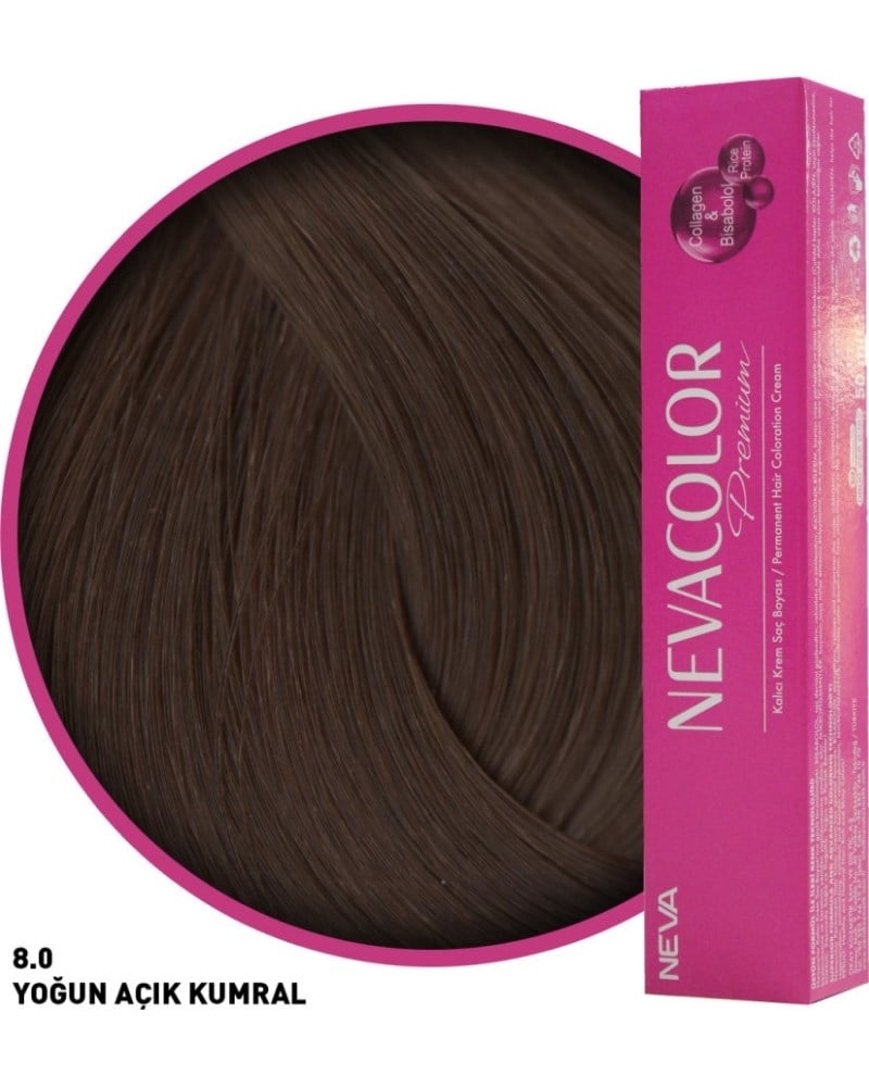 Nevacolor Premium 8.0 Yoğun Açık Kumral - Kalıcı Krem Saç Boyası 50 g Tüp