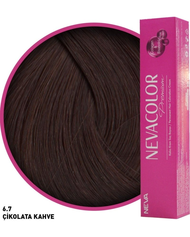 Nevacolor Premium 6.7 Çikolata Kahve - Kalıcı Krem Saç Boyası 50 g Tüp