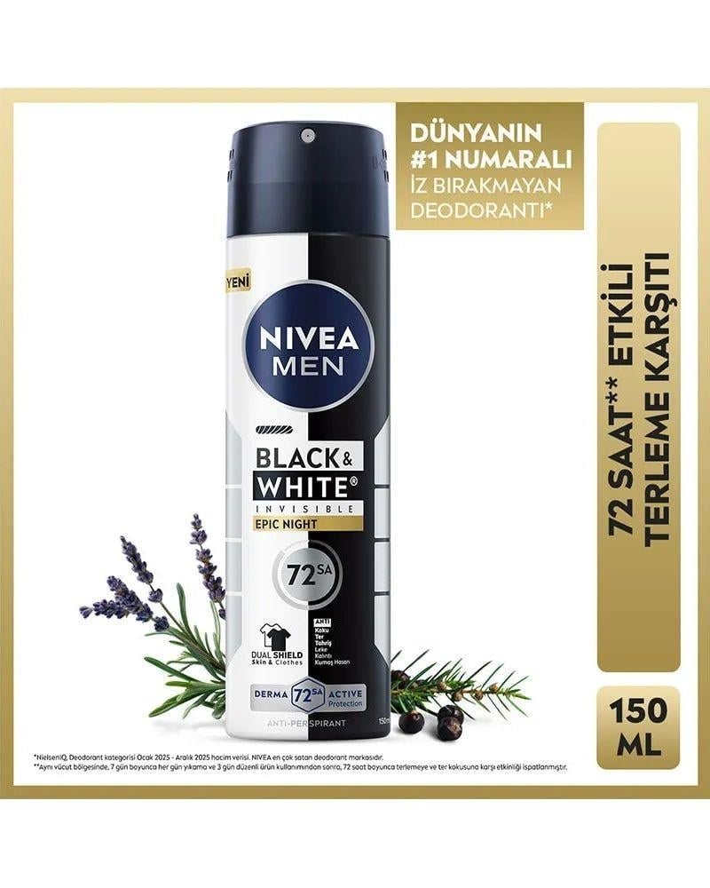 NIVEA DEO SPREY 150ML INV B&W EPIC NIGHT MEN