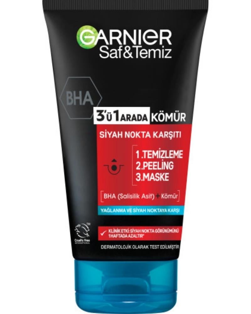 Garnier Saf & Temiz Siyah Nokta Karşıtı Kömürlü 3'ü 1 Arada 150 ml
