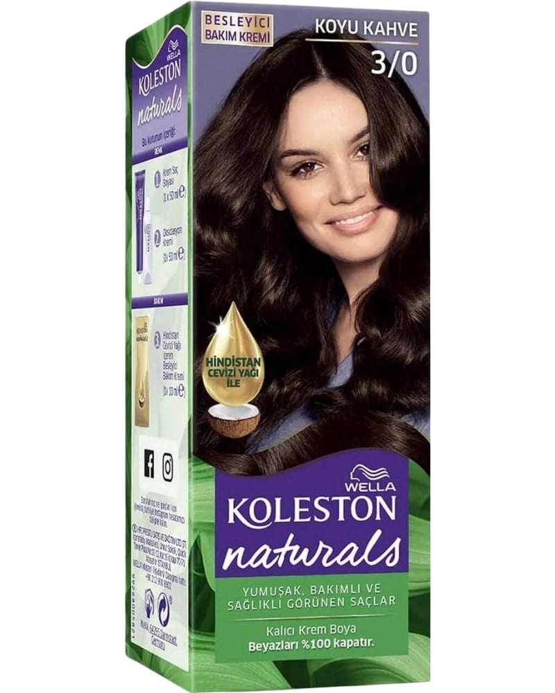 Wella Koleston Naturals Saç Boyası 3/0 Koyu Kahve