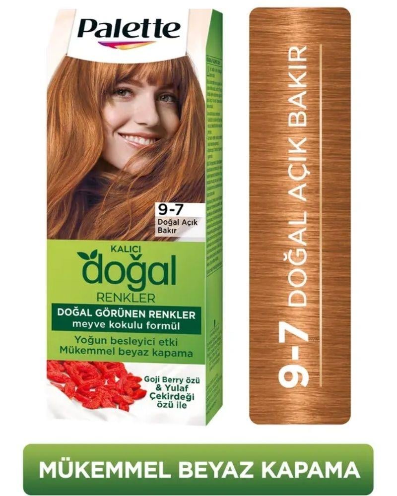 Palette Kalıcı Doğal Renkler  9-7 Doğal Açık Bakır Goji Berry Özü Saç Boyası