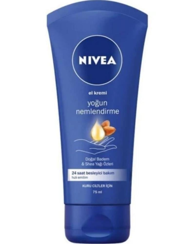 NIVEA Yoğun Nemlendirici El Bakım Kremi 75ml, Doğal Badem, Shea Yağı, Koruyucu, Besleyici, Kuru Ciltler