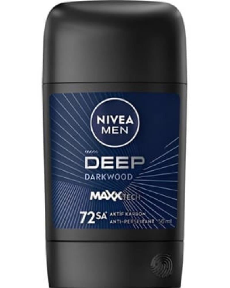 NIVEA MEN Erkek Stick Deodorant Deep Dimension Aktif Karbon 50ml, 72 Saat Anti-perspirant Koruma