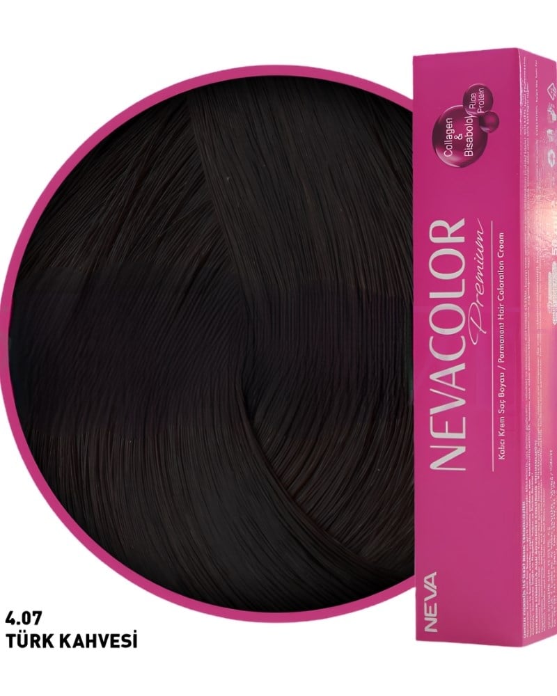 Neva Color Premium 4.07 Saç Boyası Türk Kahvesi 50 ml Tüp  