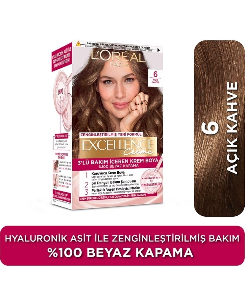 L'Oreal Paris Excellence Açık Kahve Saç Boyası 6