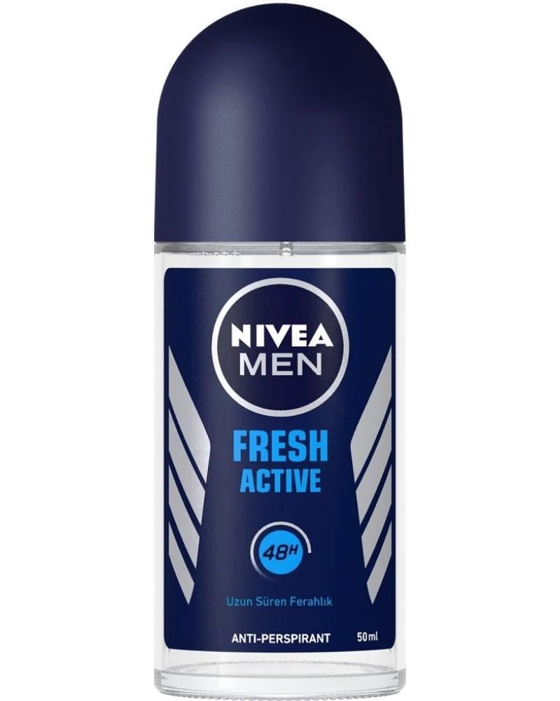 NIVEA MEN Erkek Roll On Deodorant Fresh Active 50ml, Ter ve Ter Kokusuna Karşı 48 Saat Deodorant Koruması