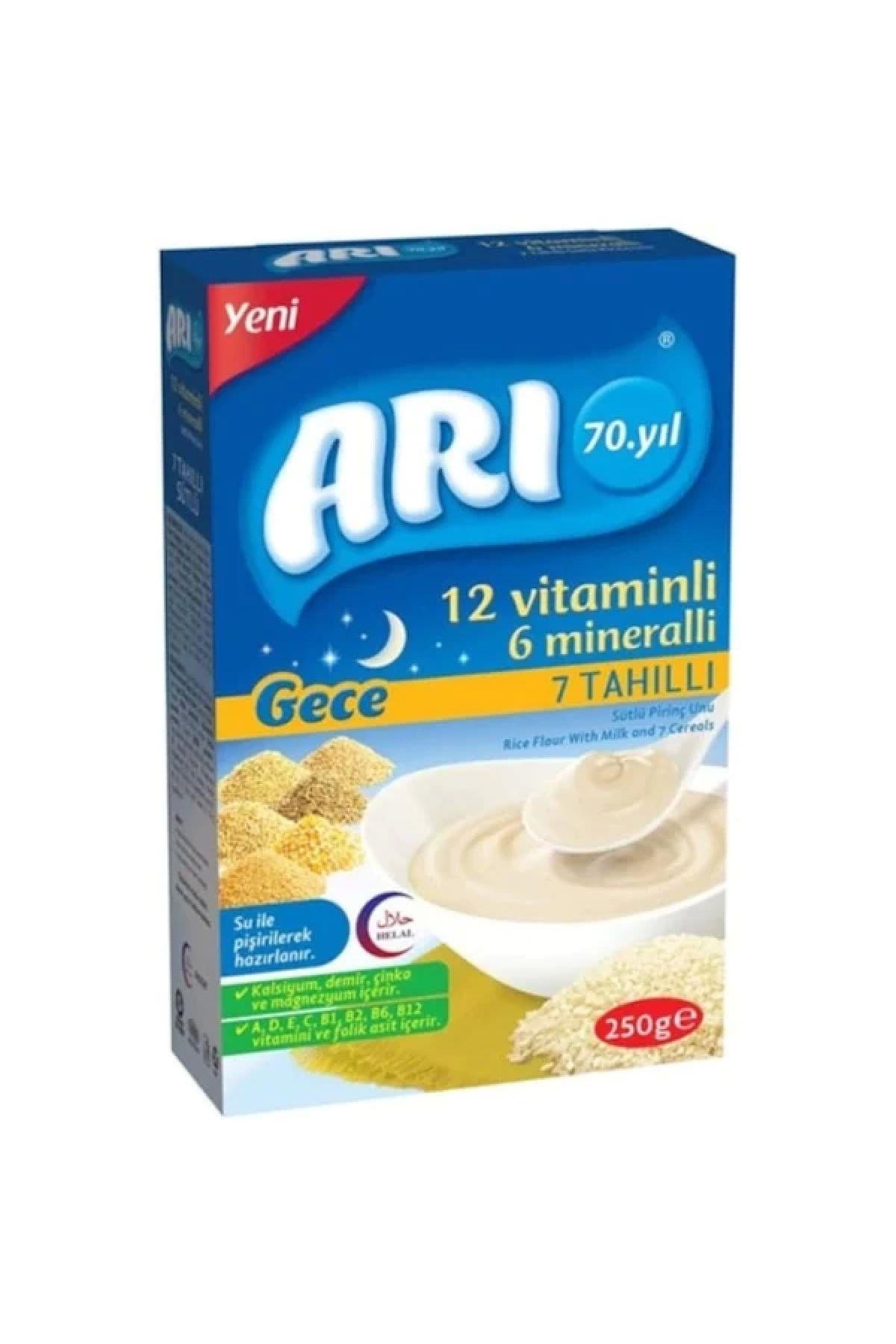 Arı Mama Arı 12 Vitaminli 6 Mineralli 7 Tahıllı Sütlü Pirinç Unu Gece 250 gr