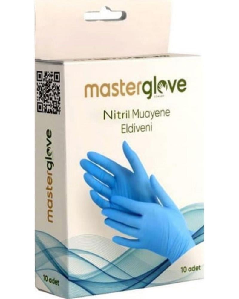 Master Glove Mavi Nitril Pudrasız Muayene Eldiveni 10'lu Paket
