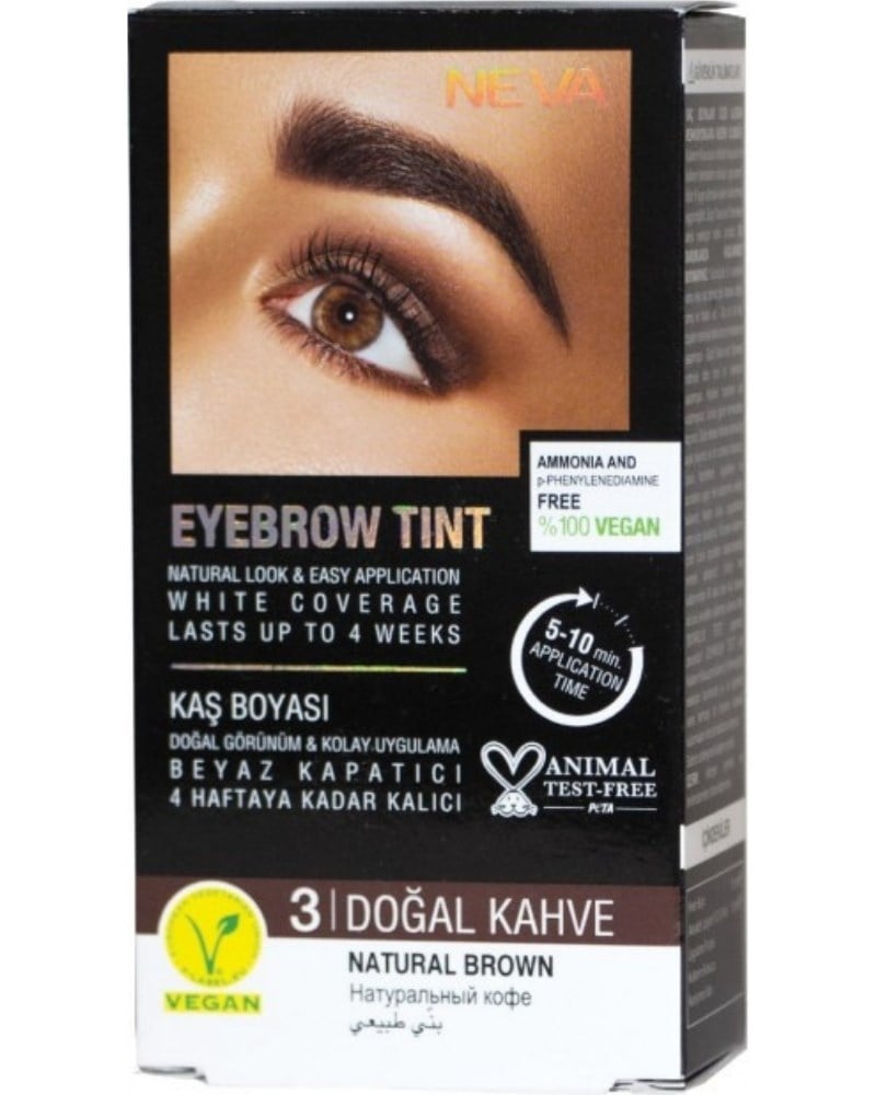 Neva Eyebrow Tint Vegan Kaş Boyası Seti 3 Doğal Kahve