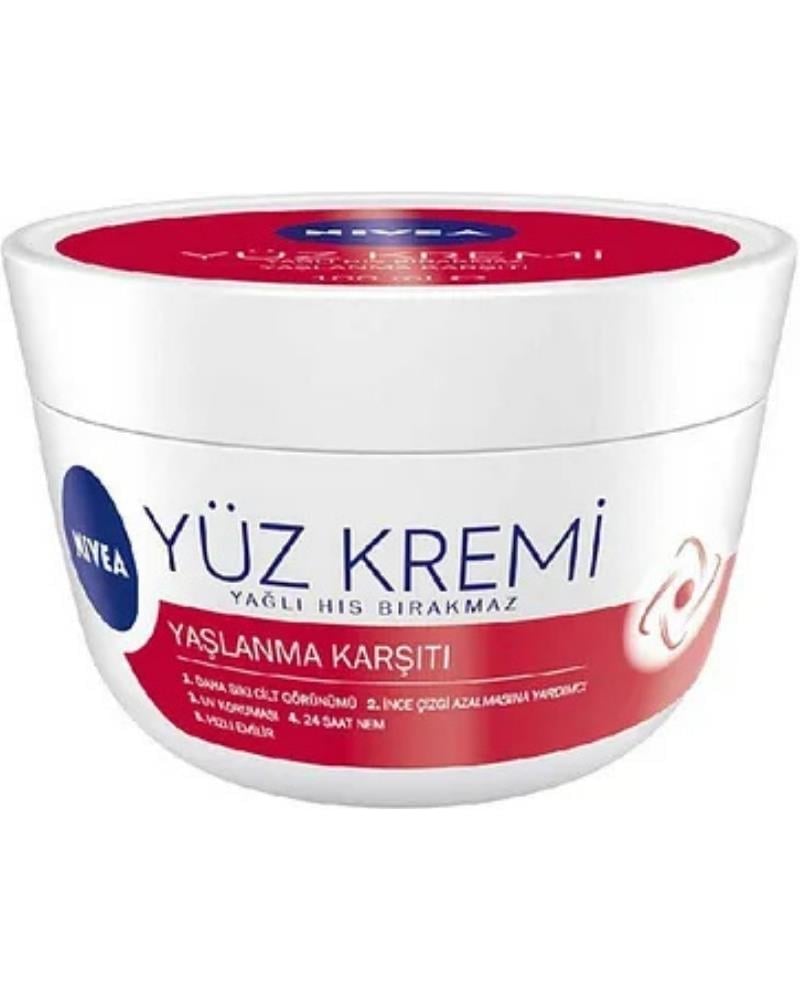 NIVEA Yaşlanma Karşıtı Yüz Bakım Kremi 100ml, Nemlendirici, Sıkı Cilt Görünümü, Antioksidan, UV Koruması