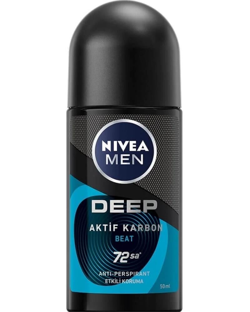NIVEA Men Erkek Roll-on Deodorant Deep Beat 50ml, 72 Saat Anti-perspirant Ter Koruması