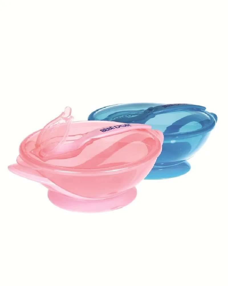 Bebedor Pembe Vakumlu Tabak Ve Kaşık Seti