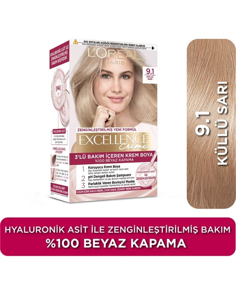 L'Oreal Paris Excellence Sarı Küllü Saç Boyası 9.1