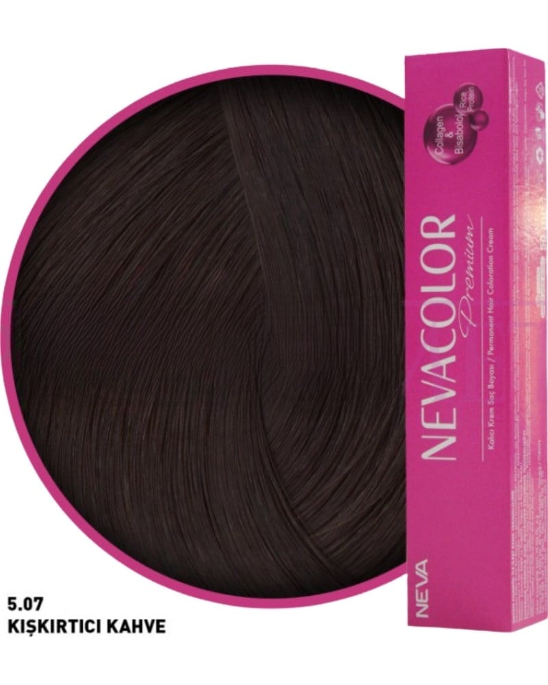 Nevacolor Premium 5.07 Kışkırtıcı Kahve - Kalıcı Krem Saç Boyası 50 g Tüp