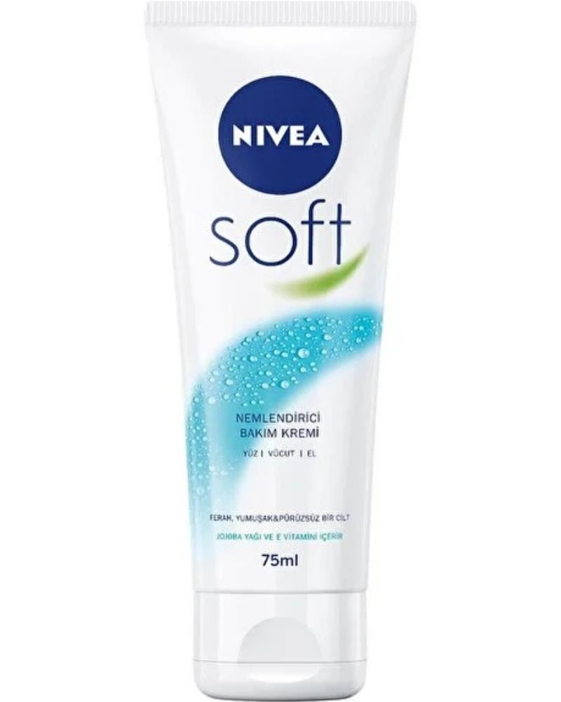 NIVEA Soft Nemlendirici Bakım Kremi 75 ml, Jojoba Yağı, E Vitamini, Yüz Vücut El, Yumuşak Cilt Hissi