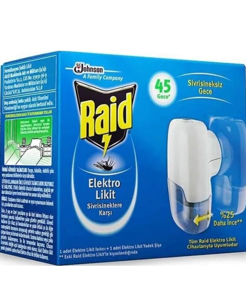 Raid Elekro Likit Cihaz Ve 1 Yedek, 45 Gece (SİVRİSİNEKLERE KARŞI)