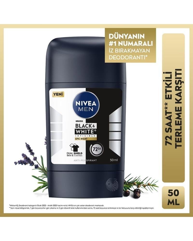Nivea Deodorant Stick Black & White Epic Night Erkek 50 ml