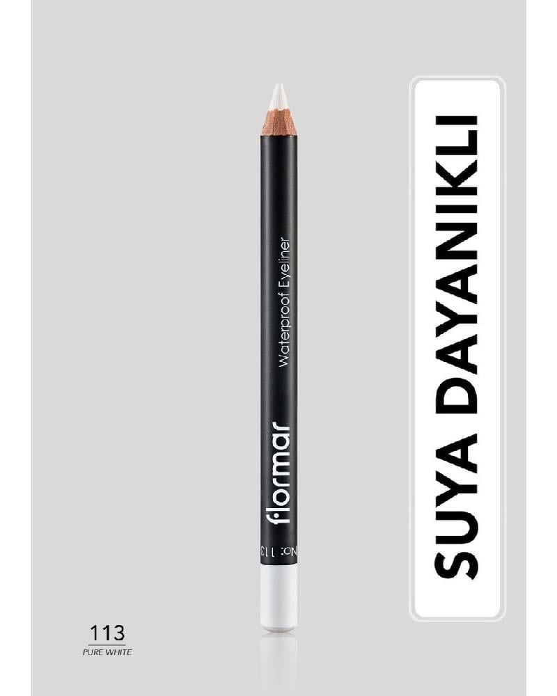 Flormar Suya Dayanıklı Mat Göz Kalemi (Beyaz) - Waterproof Eyeliner - 113 Pure White