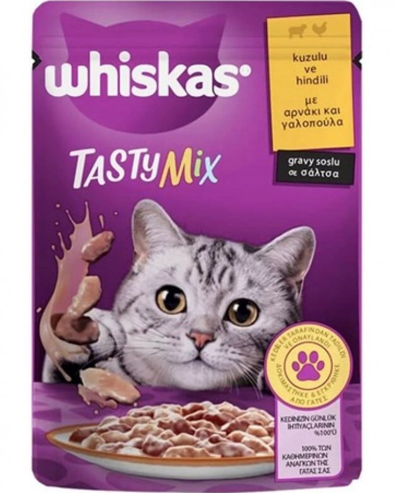 Whiskas Pouch Tastymix Sos Içinde Kuzulu Ve Hindili Yetişkin Kedi Konservesi 85gr