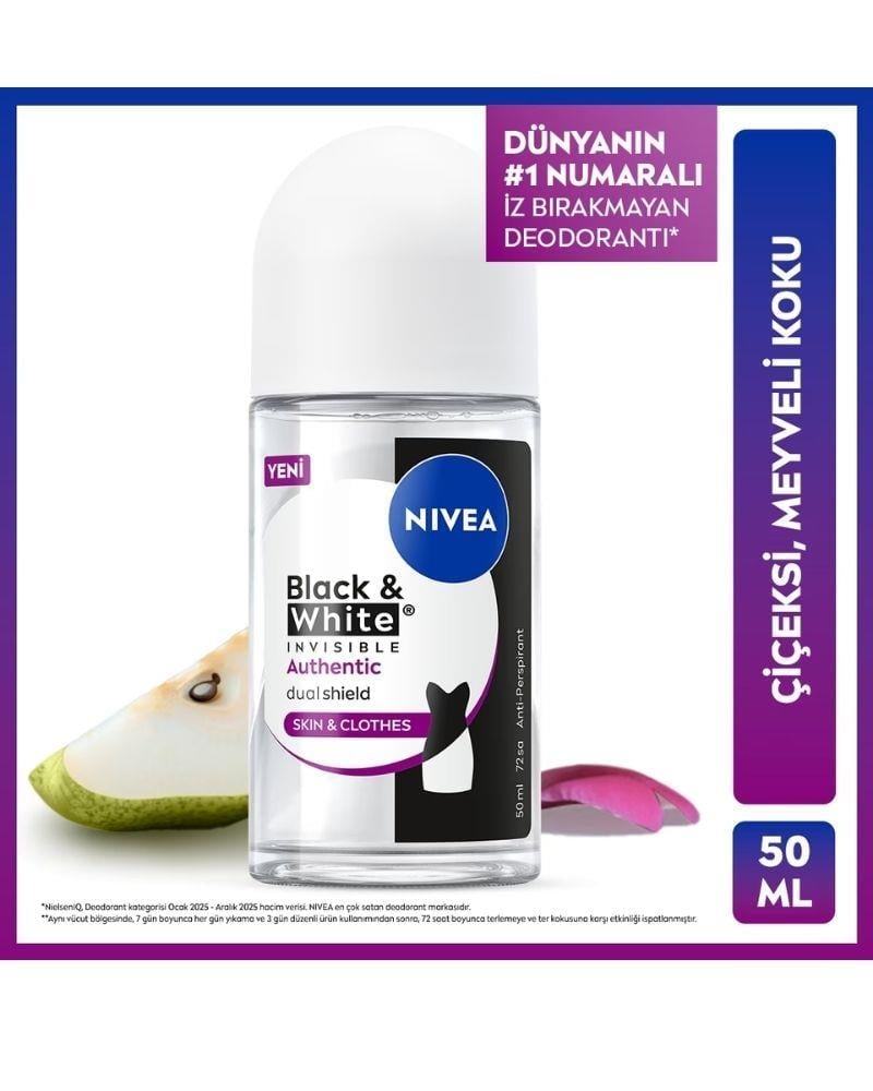 Nivea Deodorant Roll-On Black & White Authentic Kadın 50 ml