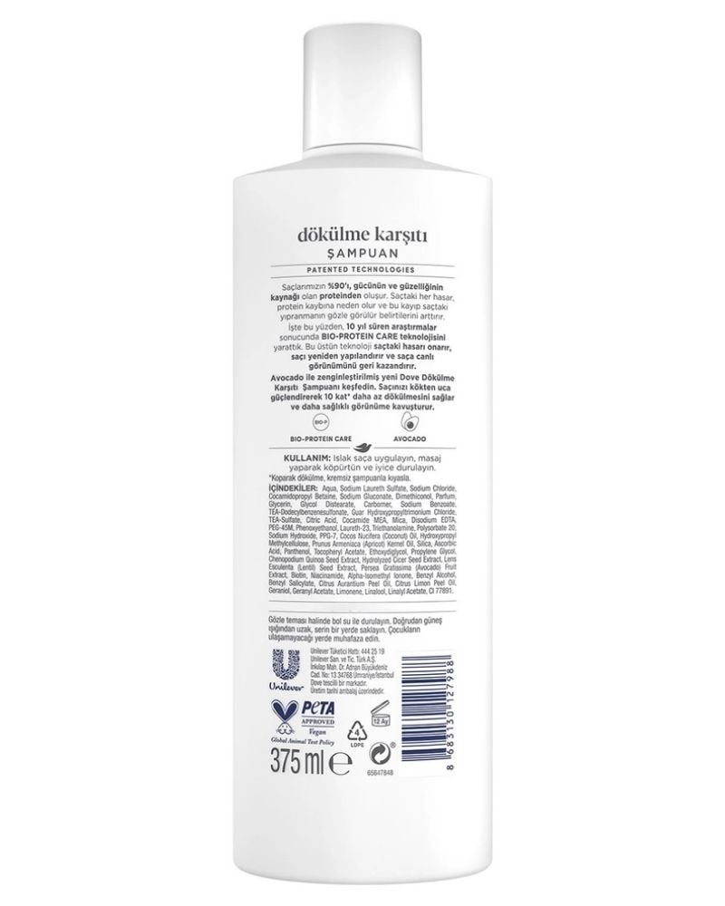 Dove Avocado Dökülme Karşıtı Şampuan 375 ml