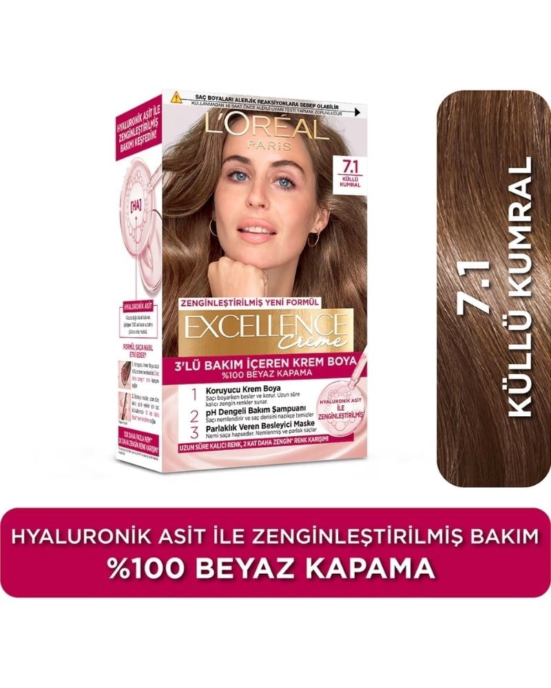 L'Oreal Paris Excellence Kumral Küllü Saç Boyası 7.1