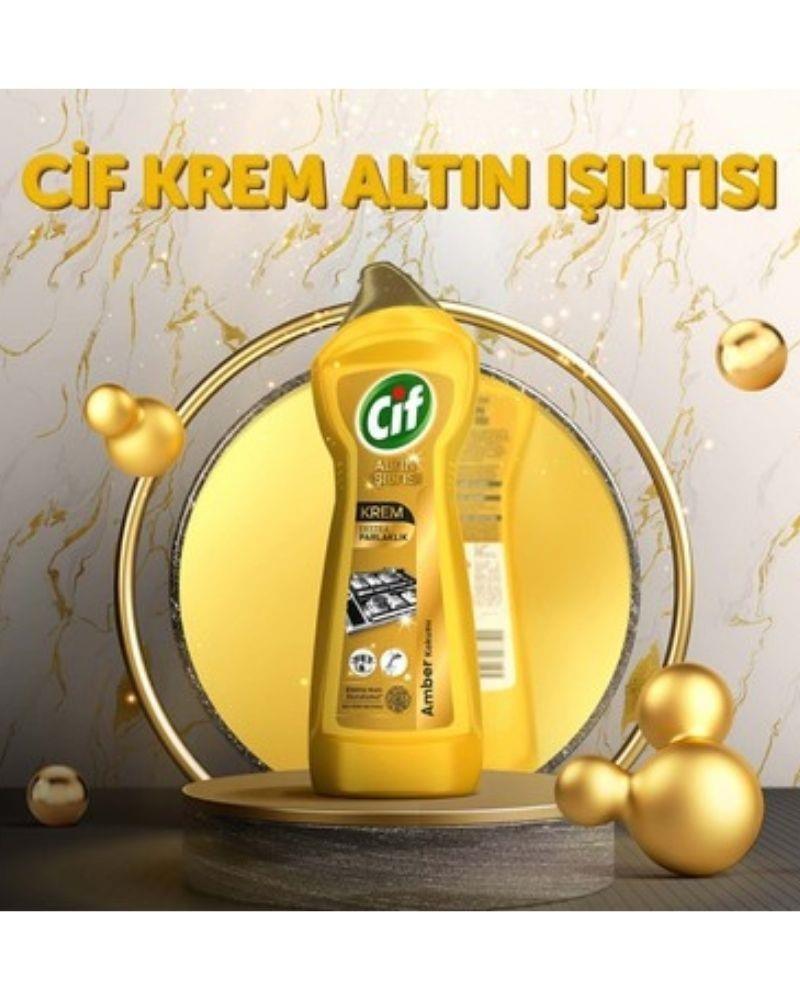 Cif Krem Yüzey Temizleyici Altın Işıltısı Amber Kokulu 750 ml
