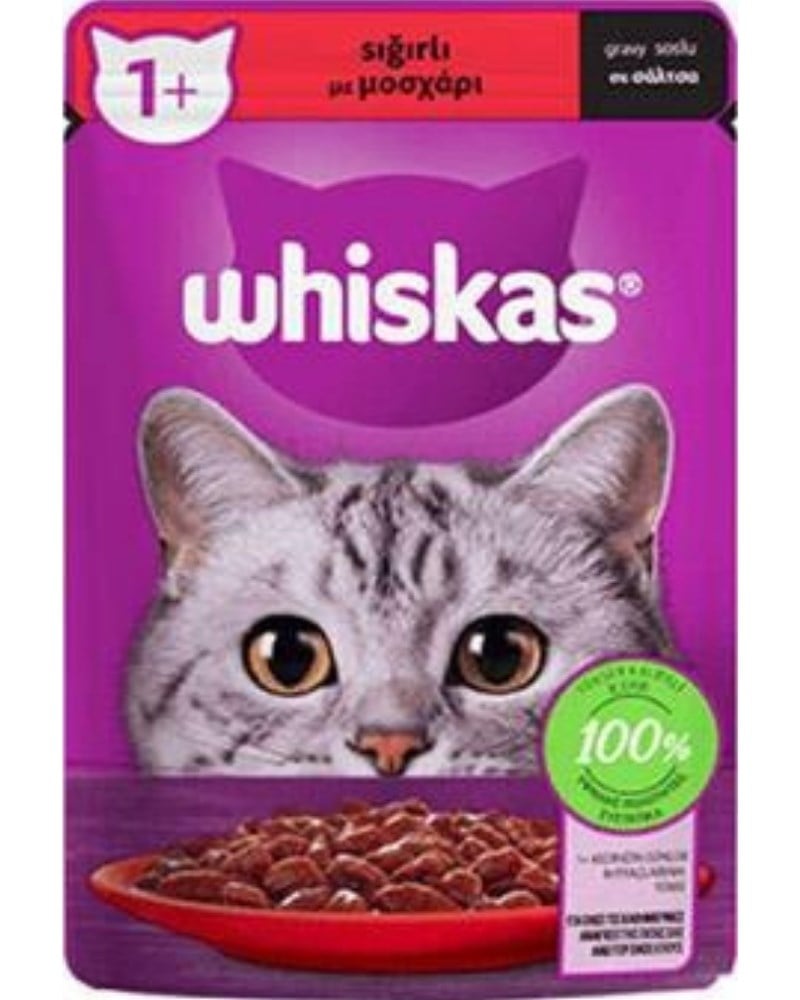 Whiskas Pouch Sos Içinde Sığır Etli Yetişkin Kedi Edi Konservesi 85gr