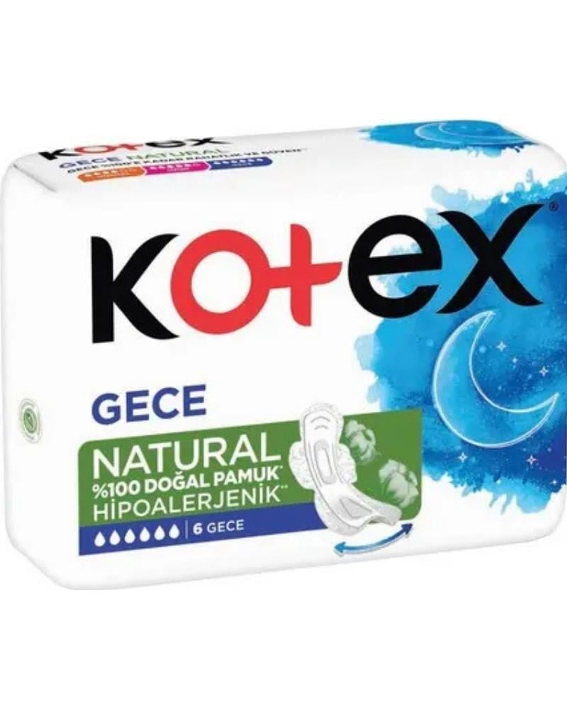 Kotex Natural Hijyenik Kadın Pedi 6 Lı Gece