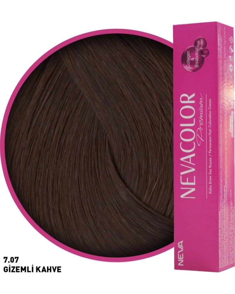 Nevacolor Premium 7.07 Gizemli Kahve - Kalıcı Krem Saç Boyası 50 g Tüp