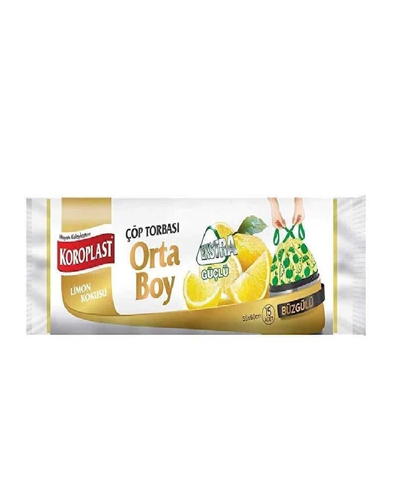 Koroplast Çöp Poşeti Limon Kokulu, Orta Boy 15'li