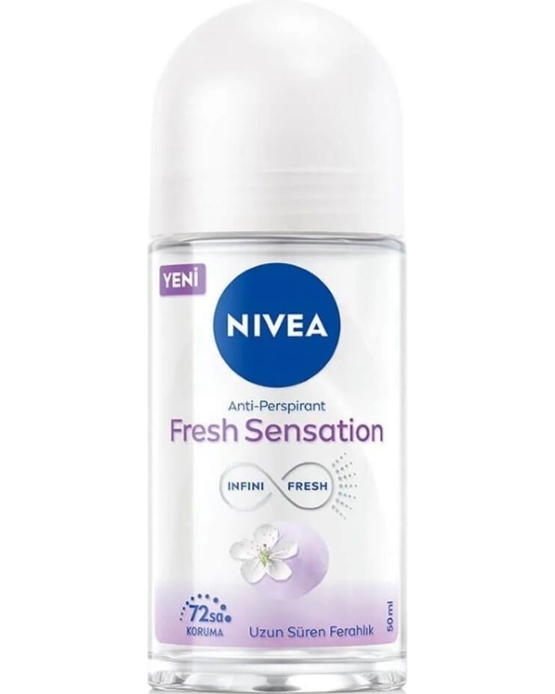 NIVEA Kadın Roll-on Deodorant Fresh Sensation 50ml, Ter Kokusuna Karşı 72 Saat Koruma, Ferahlık