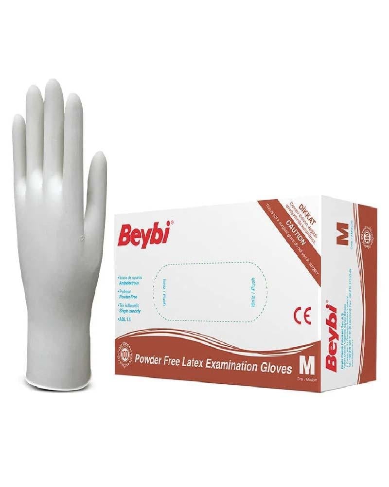 Beybi Pudrasız Lateks Muayene Eldiveni Medium 100'lü Paket
