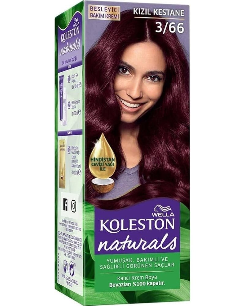 Wella Koleston Naturals Saç Boyası 3/66 Kızıl Kestane