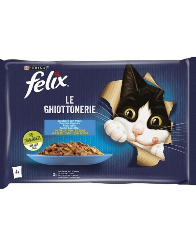 FELIX Multipack Pouch Somonlu Ve Ton Balıklı Yetişkin Kedi Konservesi 4x85 gr