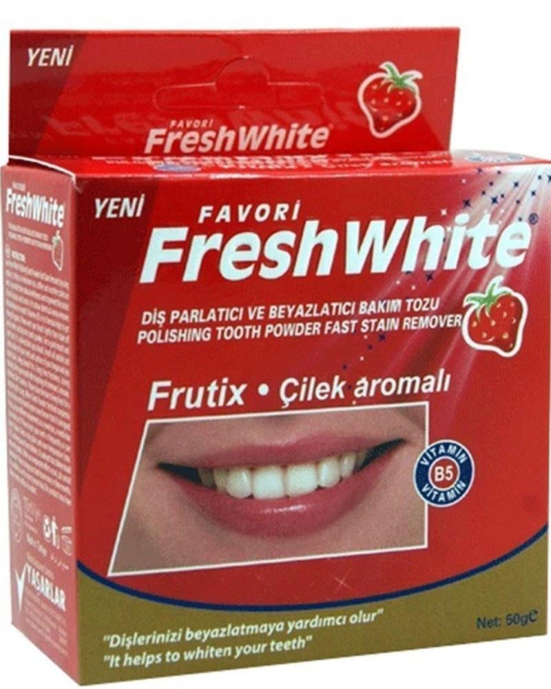 Fresh White Diş Parlatıcı Ve Beyazlatıcı Bakım Tozu 50g - Çilek Aromalı