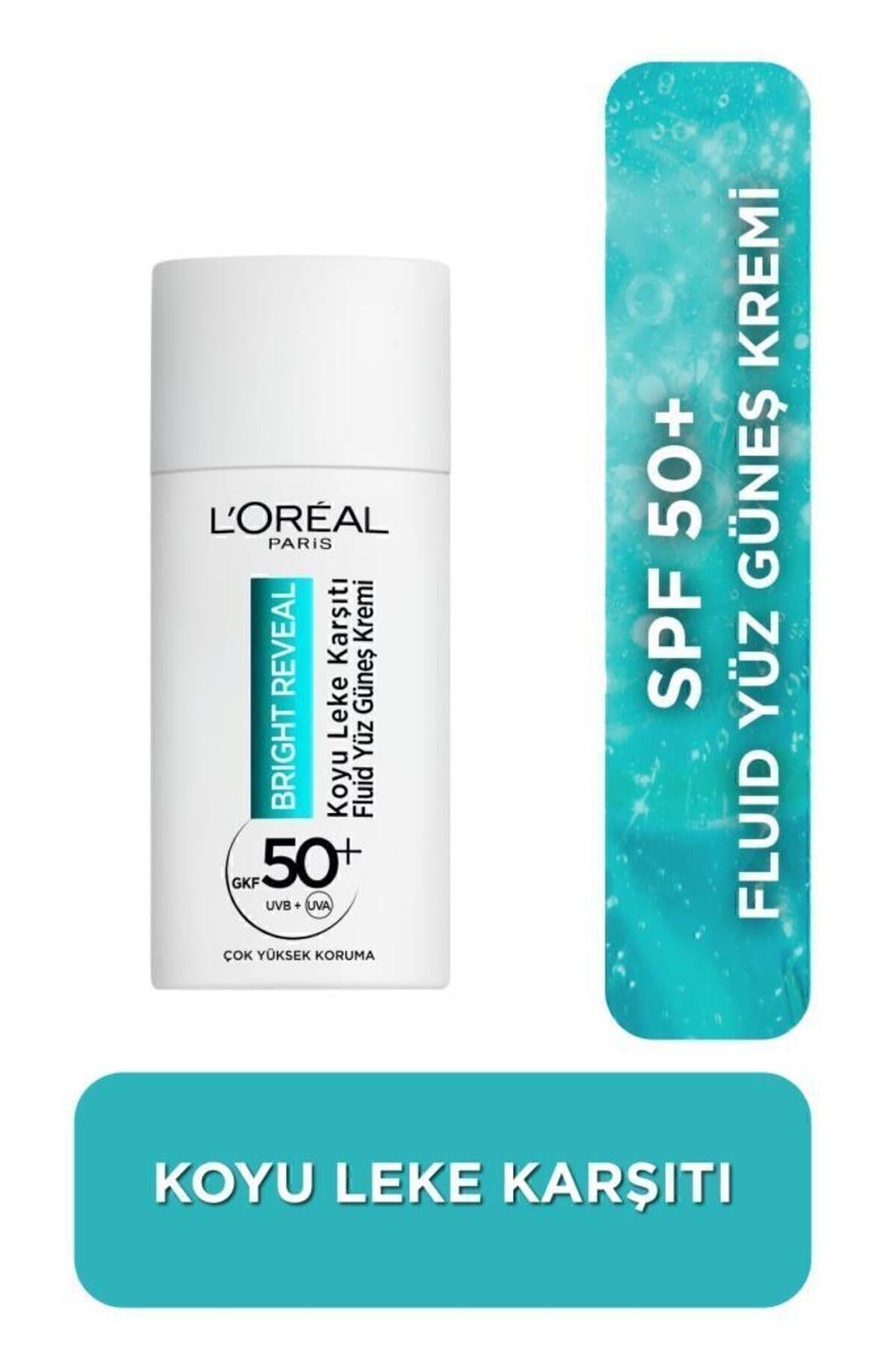 L'Oreal Paris Bright Reveal Spf 50+ Koyu Leke Karşıtı Fluid Günlük Yüz Güneş Kremi 50ml Yüksek Koruma