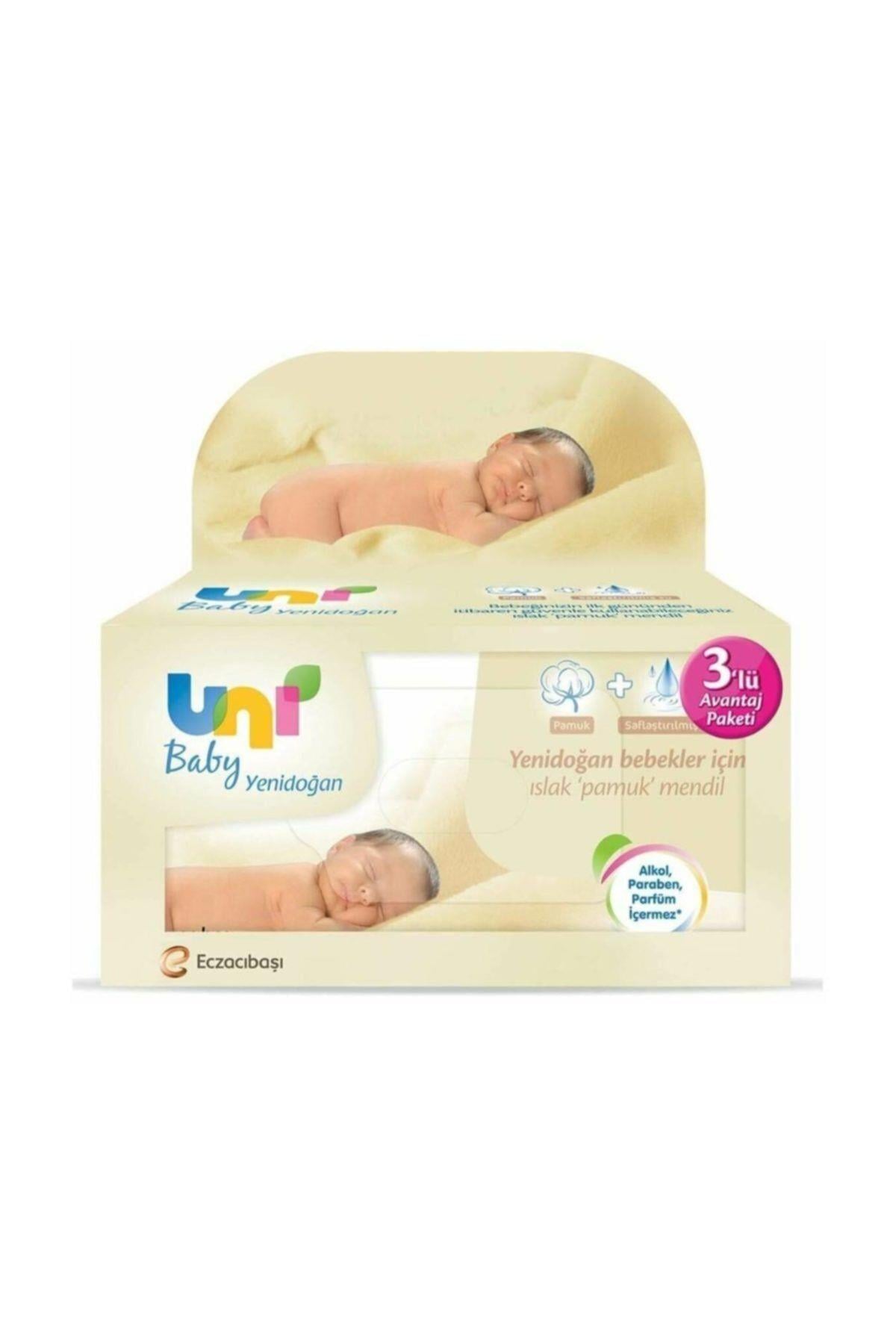 Uni Baby Yenidoğan 3'lü 120 Yaprak Islak Mendil