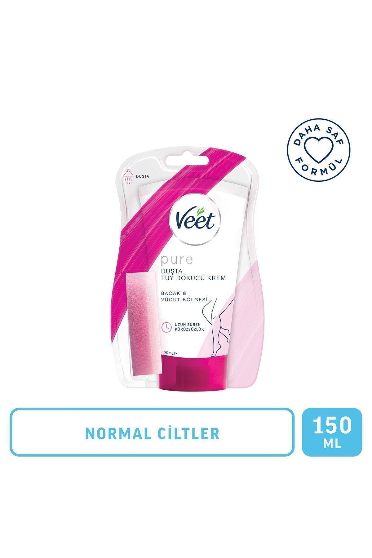 Veet Pure Duşta Tüy Dökücü Krem Normal Ciltler 150 ml, Amonyaksız Ferah Koku, Daha Saf Formül