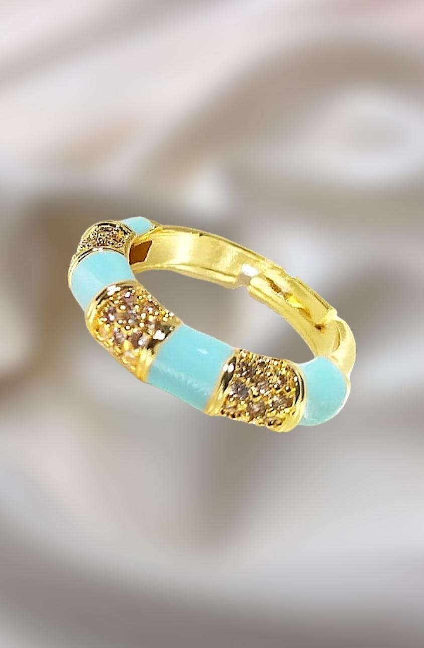 Altın Kaplama Mine Zirkon Taşlı Yüzük 1 adet