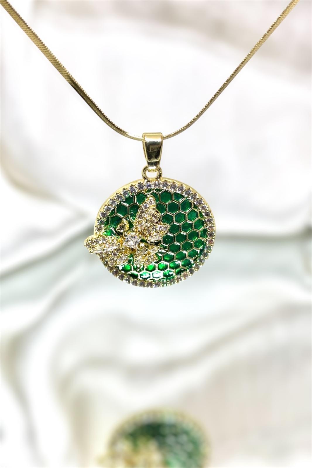 Bal Peteği Arı Detaylı İtalyan Zincir Kolye