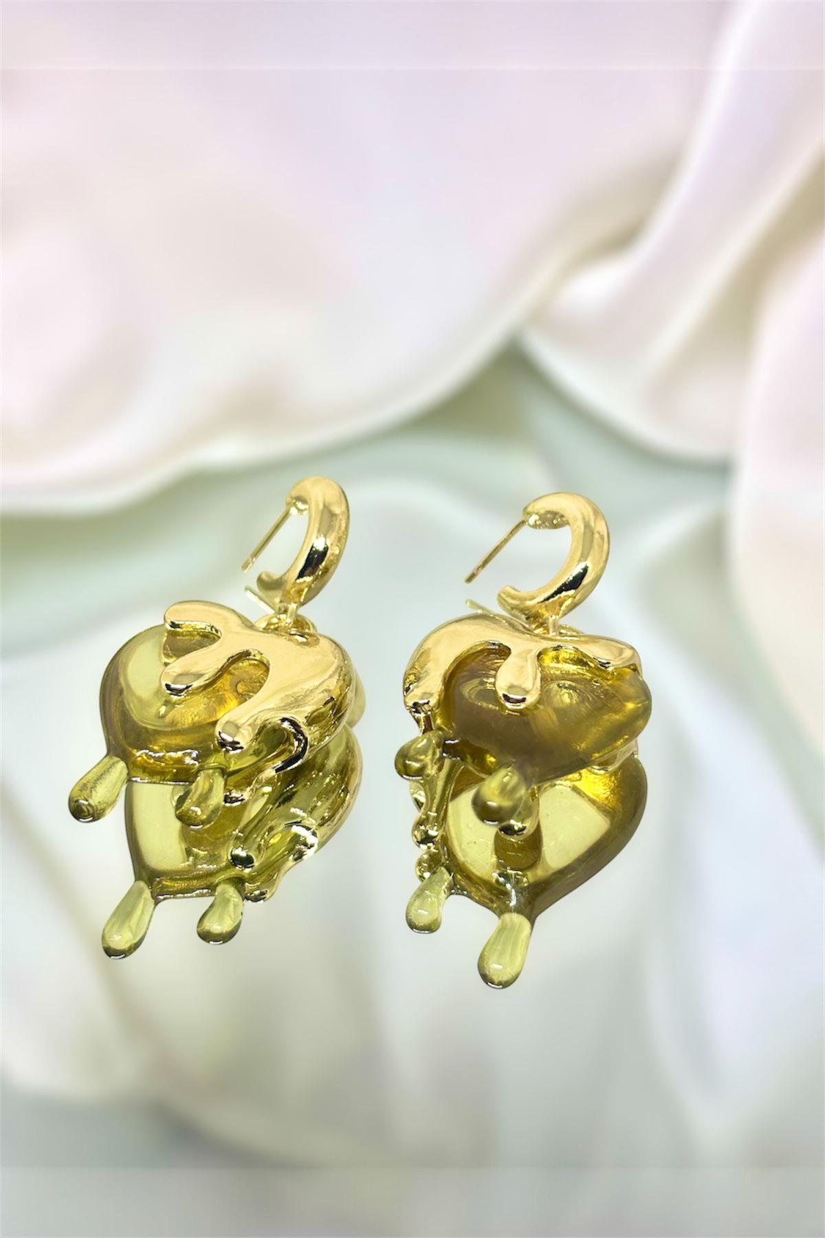 Damla Kalp Gold Küpe