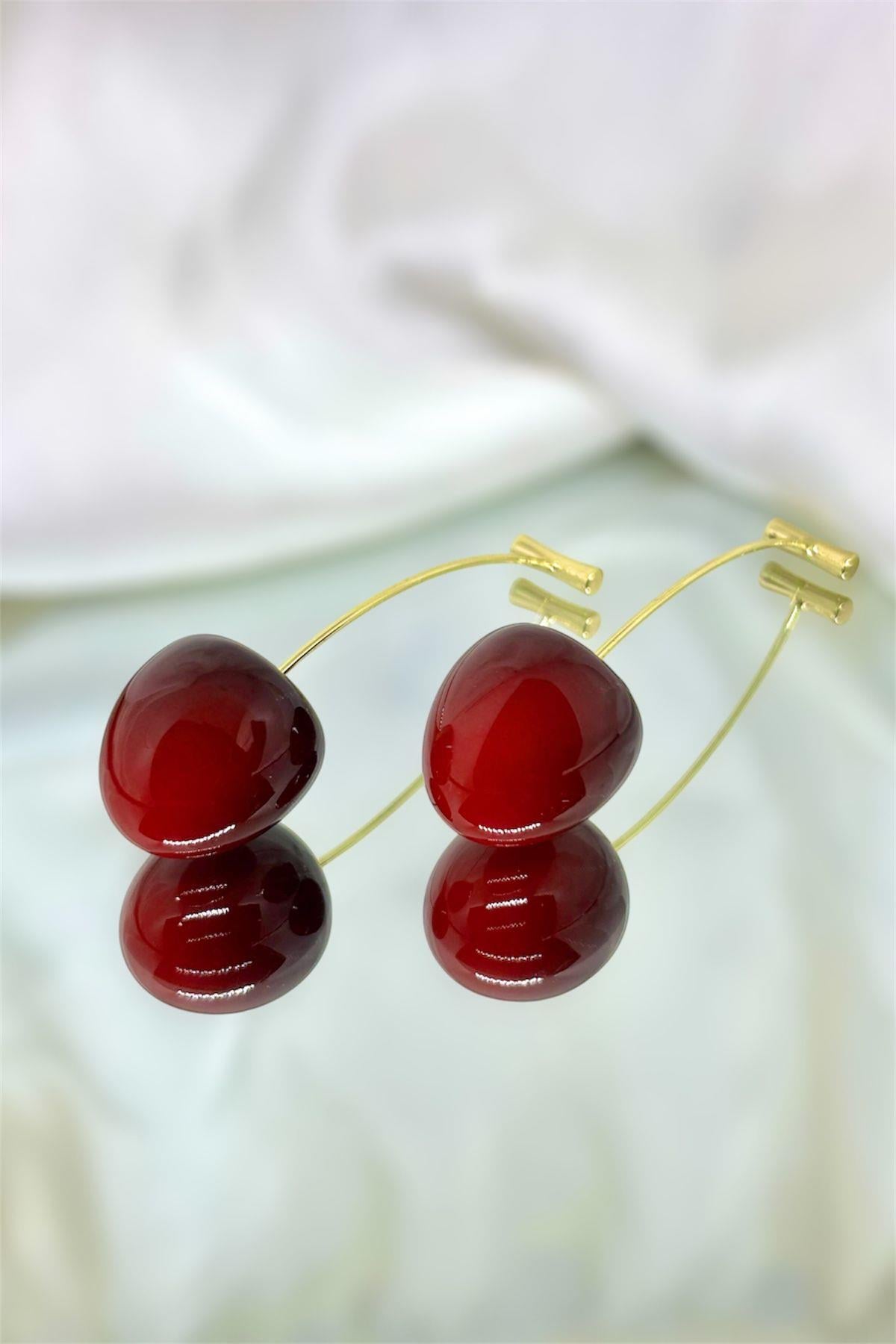 Gold Detaylı Kiraz Küpe