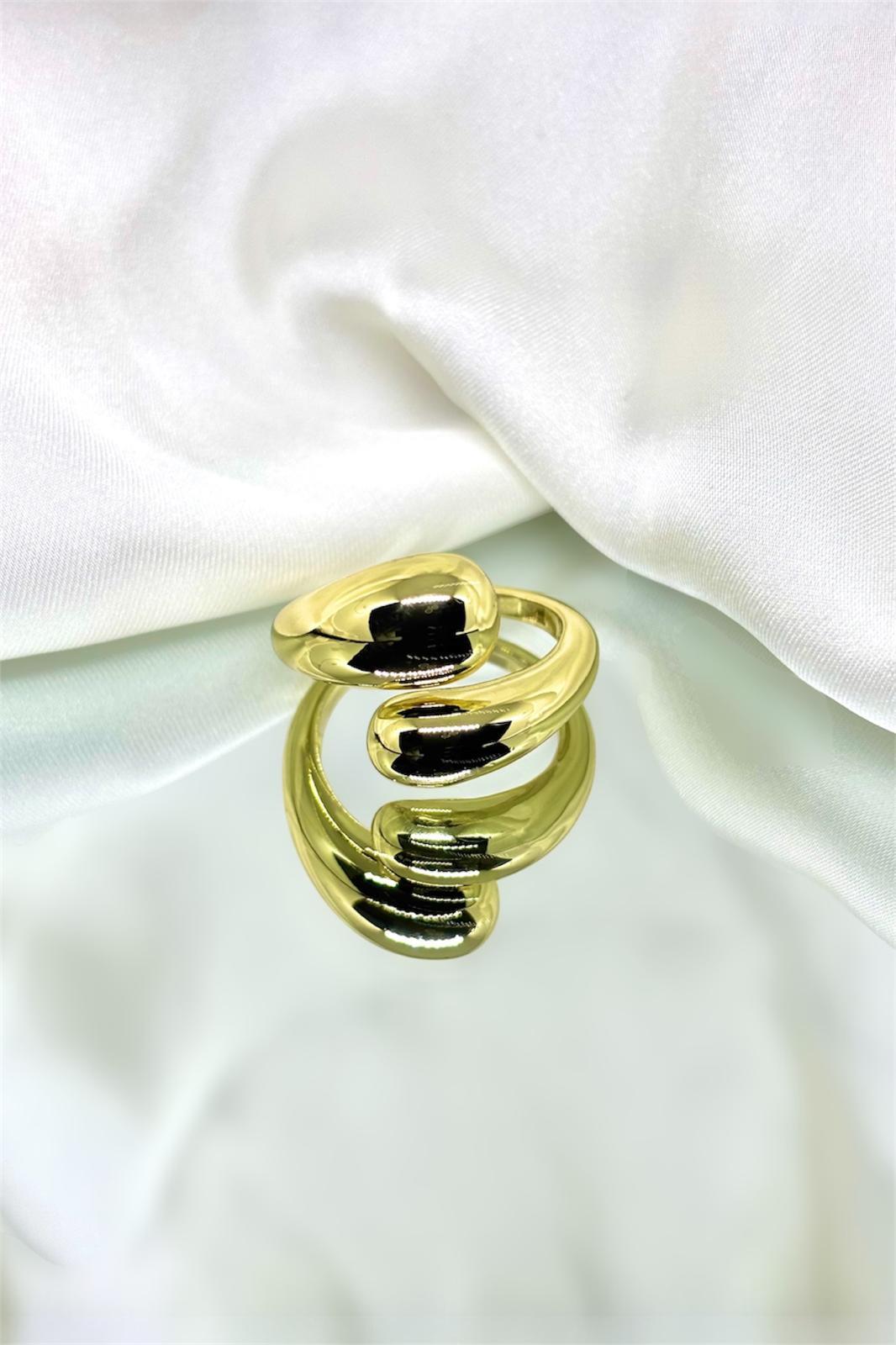 İkili Sarmal Ayarlanabilir Gold Yüzük