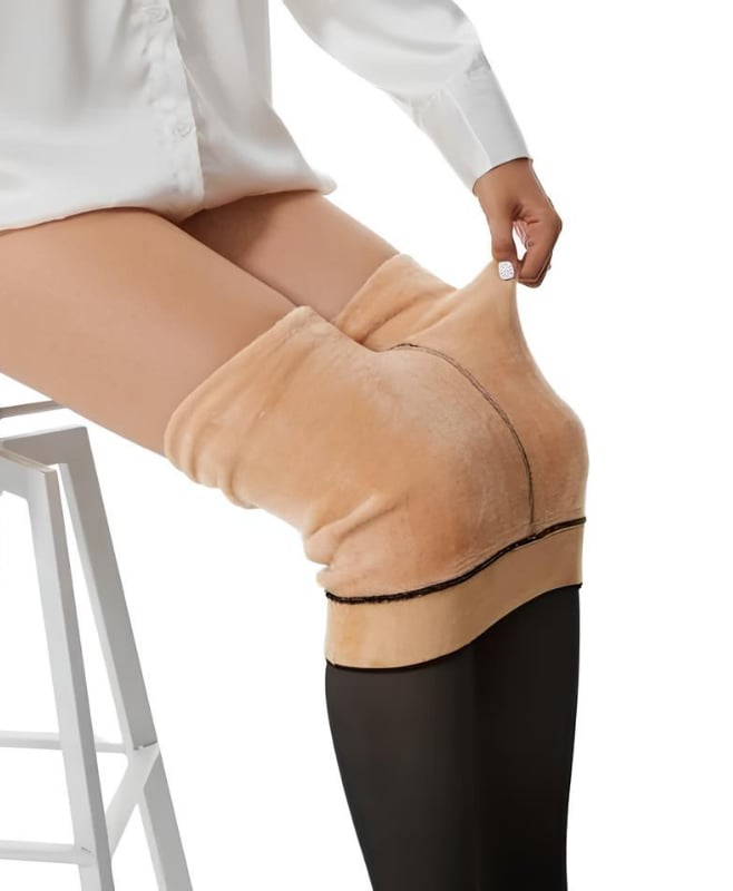 Thin Looking İçi Peluşlu Ten Görünümlü Kışlık Termal Siyah Peluş Külotlu Çorap Tayt