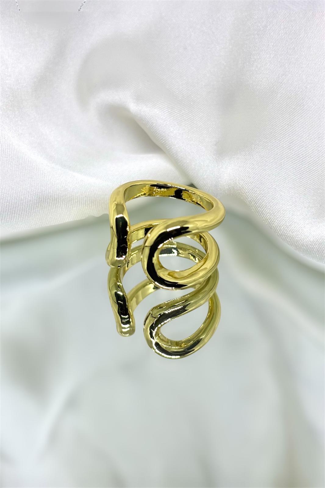 Vintage İkili Sarmal Ayarlanabilir Gold Yüzük