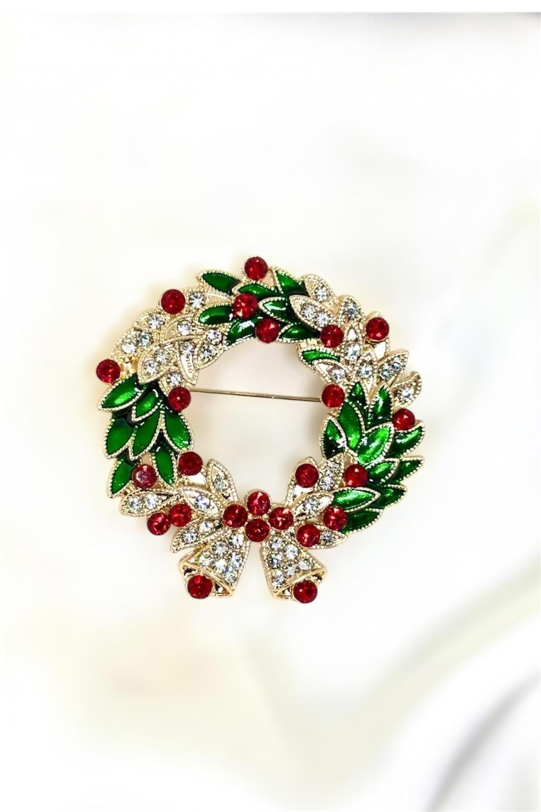 Yılbaşı Konseptli Çelenk Broş Yaka İğnesi