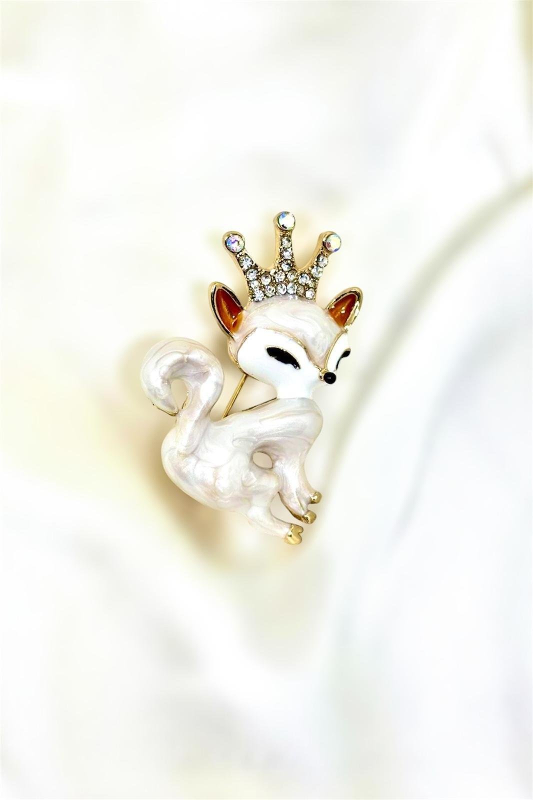 Zirkon Taşlı Kraliçe Kedi Broş Yaka İğnesi