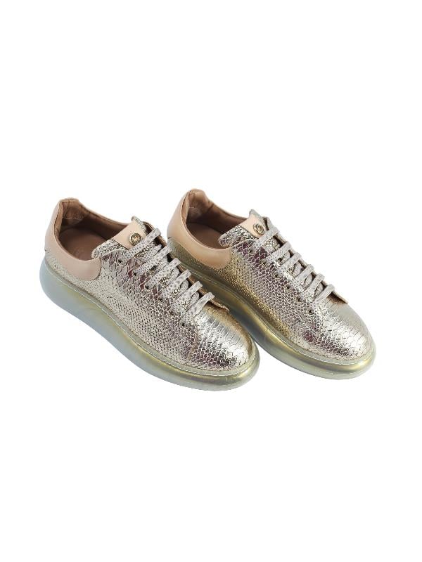 POLETTO  HAKİKİ DERİ ALTIN-BISKUVI Sneaker Düz 777 01